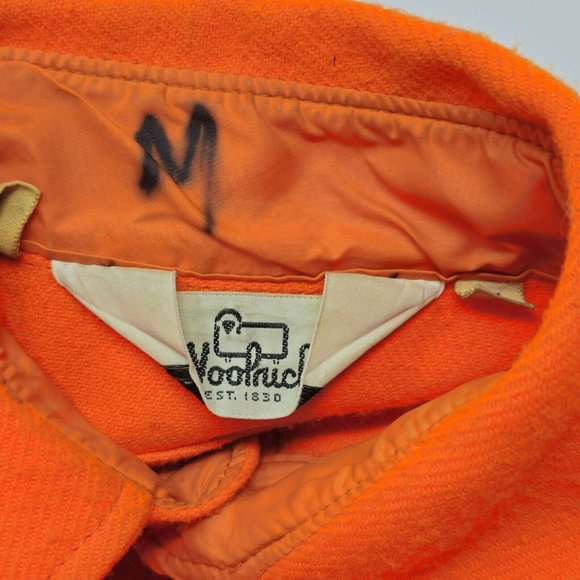 Woolrich VTG LS Shirt Acrylic Bright Orange Hunting Men's Medium Pockets Flaws‎ - Picture 6 of 15